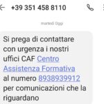 Attenzione alla truffa via SMS: il falso messaggio dal “Centro Assistenza Formativa” con numero 8938939912